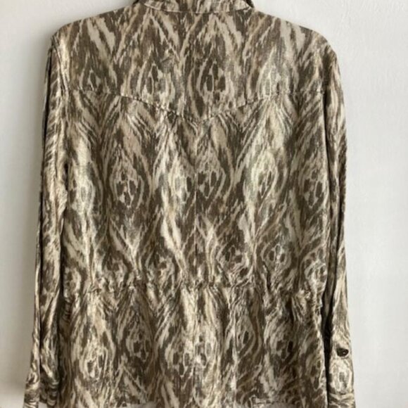Womens Chicos Metallic Lightweight Linen Cotton Jacket Size 2 Gorgeous Style - Picture 5 of 6
